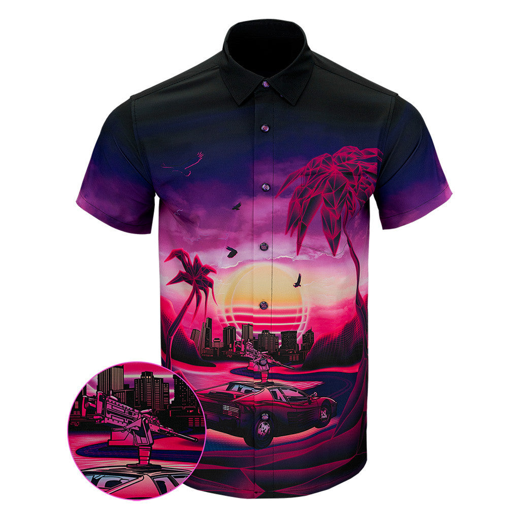 Synthwave Button Down Shirt Hawaiian Tactical Button Down Birthday Gift Ideas For Husband