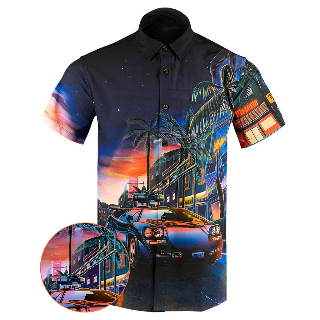 Synthwave V2 Button Down Shirt Hawaiian Tactical Button Down Birthday Gift Ideas For Him