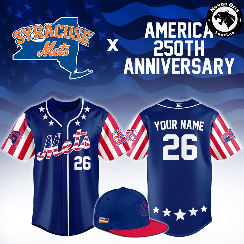 Syracuse Mets America 250th Anniversary Custom Patriotic Fan Gear Baseball Jersey 1 - Unicasport Syracuse Mets America 250th Anniversary Custom Patriotic Fan Gear Baseball Jersey