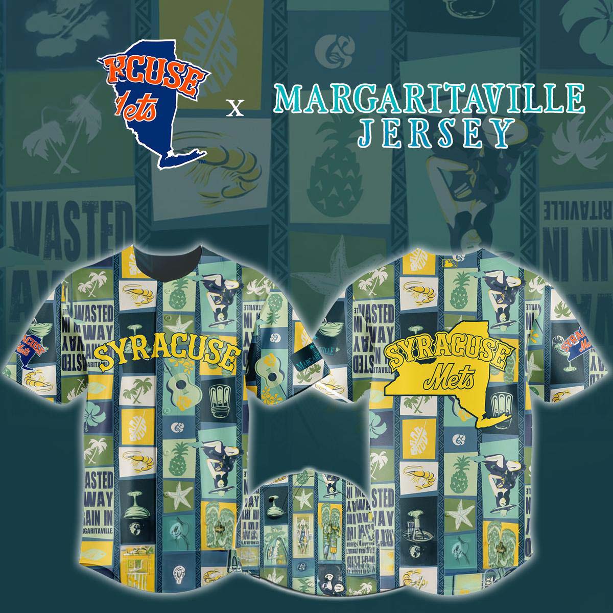 Syracuse Mets x Margaritaville Baseball Jersey Tropical Night Gift for Fans