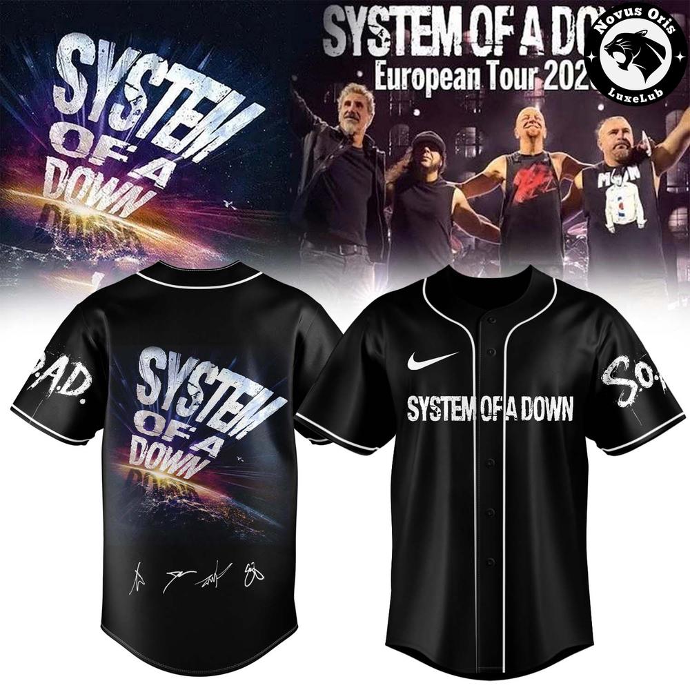 System Of A Down Europe UK Stadium Tour 2026 Baseball Jersey 1 - Unicasport System Of A Down Europe UK Stadium Tour 2026 Baseball Jersey