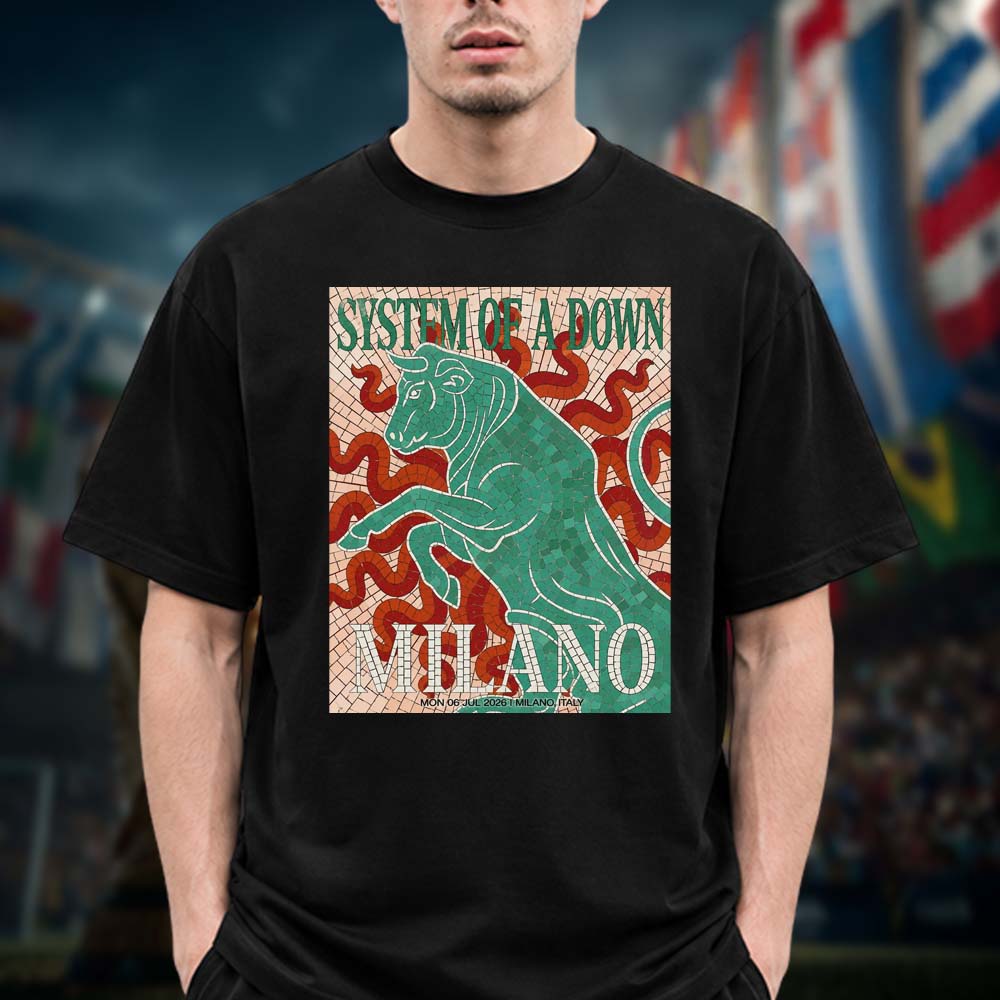 System Of A Down Limited Concert Poster T Shirt Milan IT At Ippodromo Snai La Maura In Milan IT On July 6 2026 Unisex T Shirt