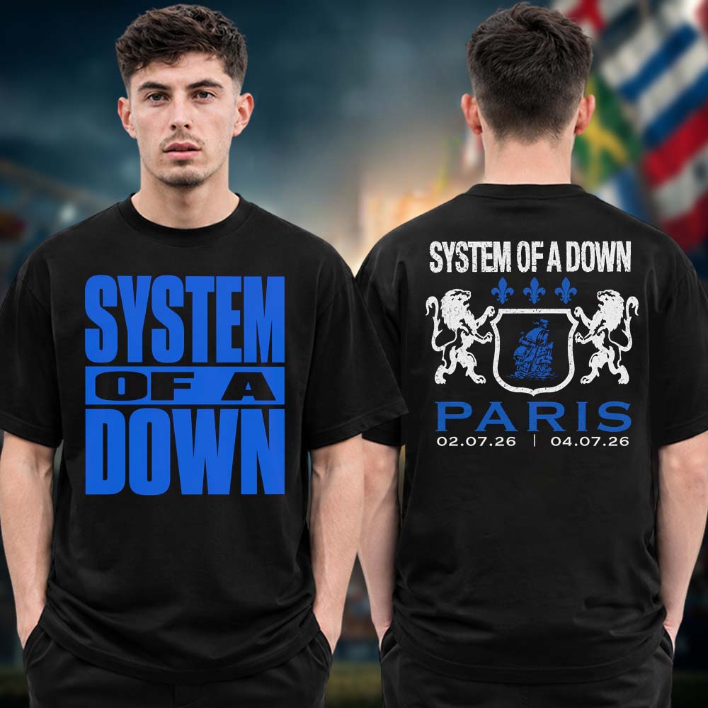 System Of A Down Special Edition T Shirt Paris France European And UK Stadium Tour 2026 On July 2 4 2026 Two Sided Unisex T Shirt
