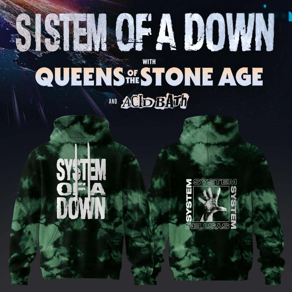 System of a Down & Queens of the Stone Age UK EU Tour 2026 Green Hoodie - Gift Idea for Rock Fans