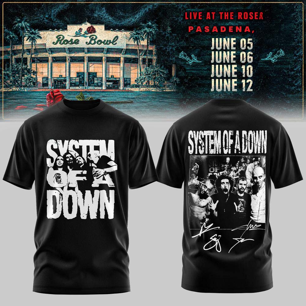 System Of A Down Rose Bowl Pasadena June 05 06 10 12 2027 Band Photo Merch T Shirt