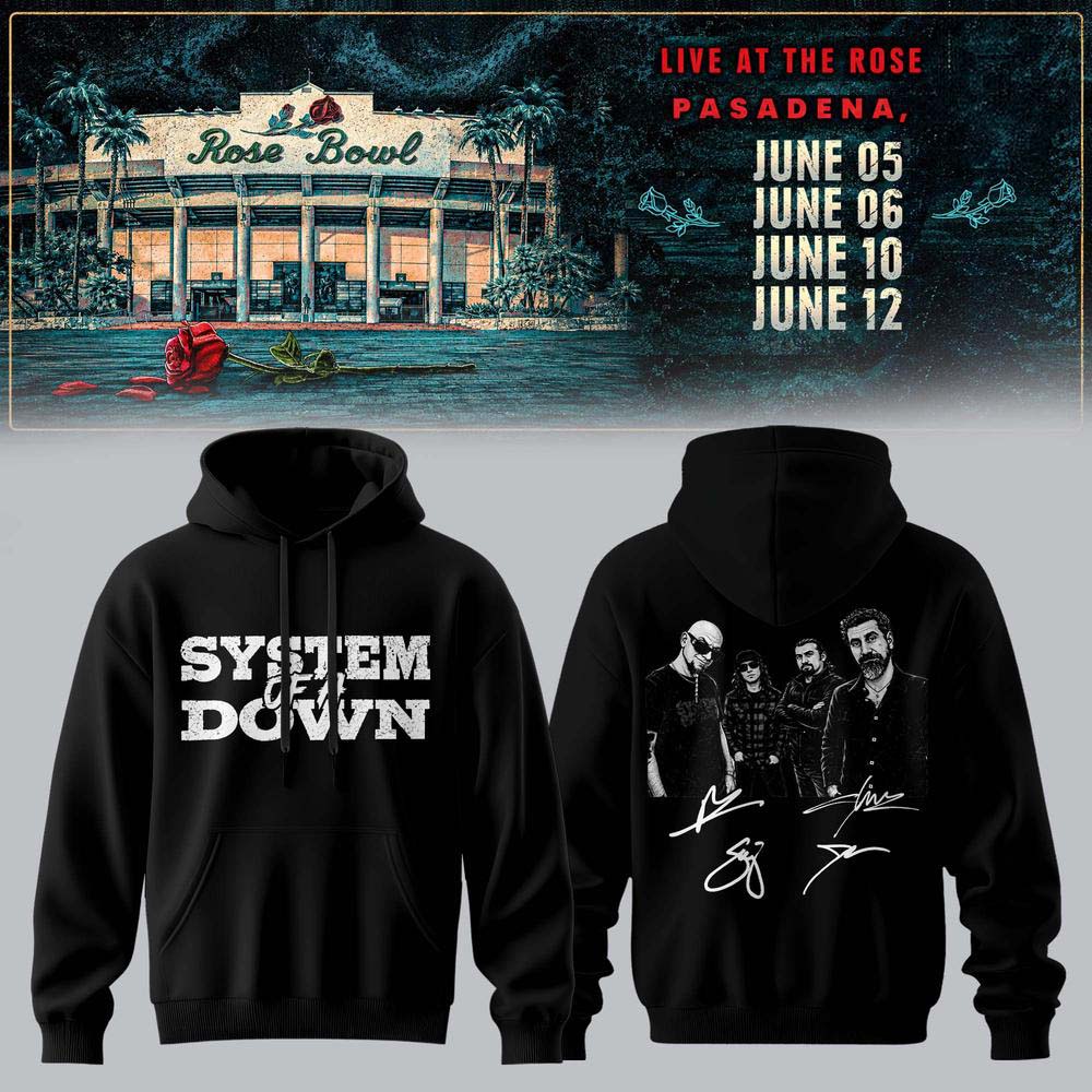 System Of A Down Rose Bowl Pasadena June 05 06 10 12 2027 Band Portrait Hoodie Merch