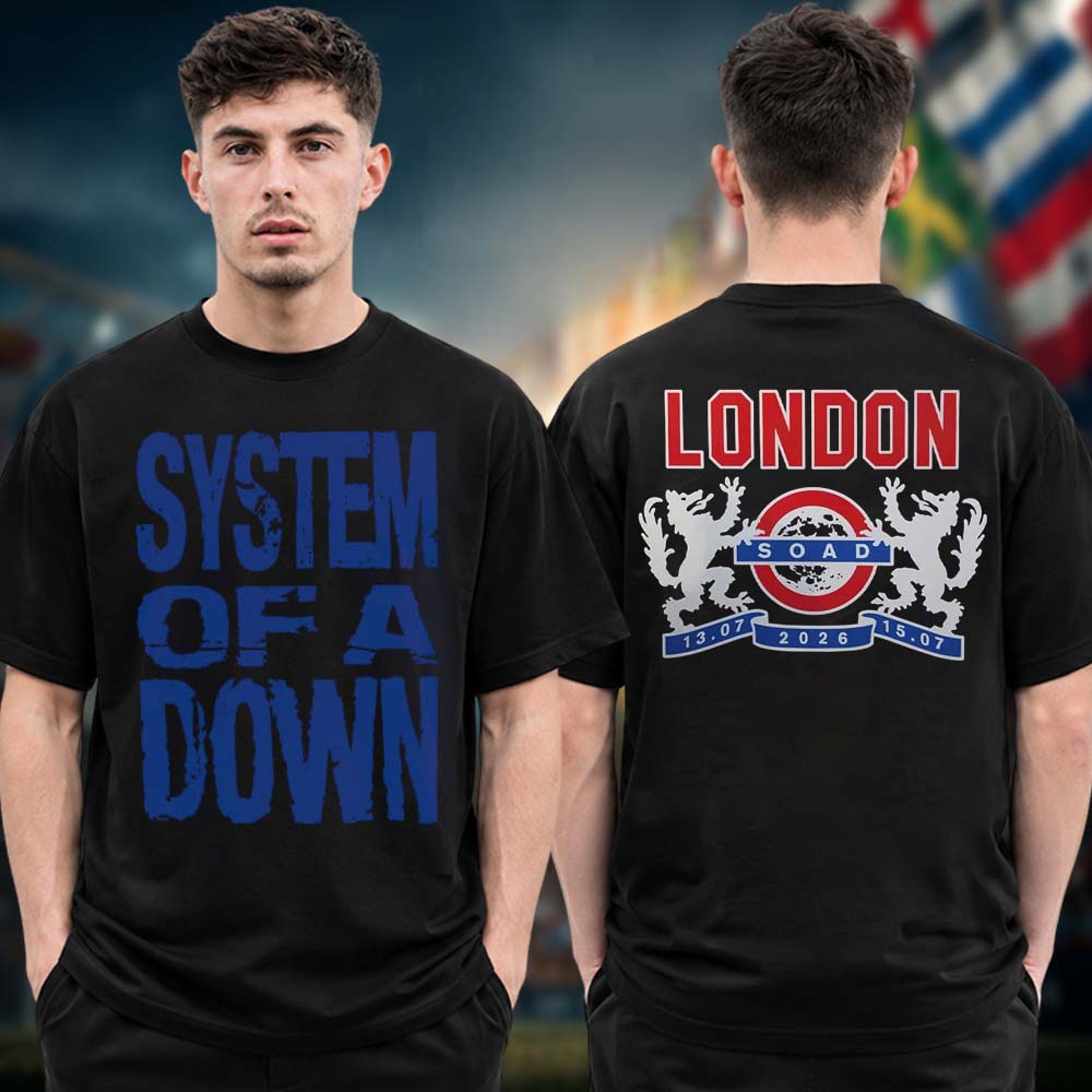 System Of A Down SOAD London UK Exclusive Live Event T Shirt from Tottenham Stadium In London UK On July 13 15 2026 Two Sided Unisex T Shirt