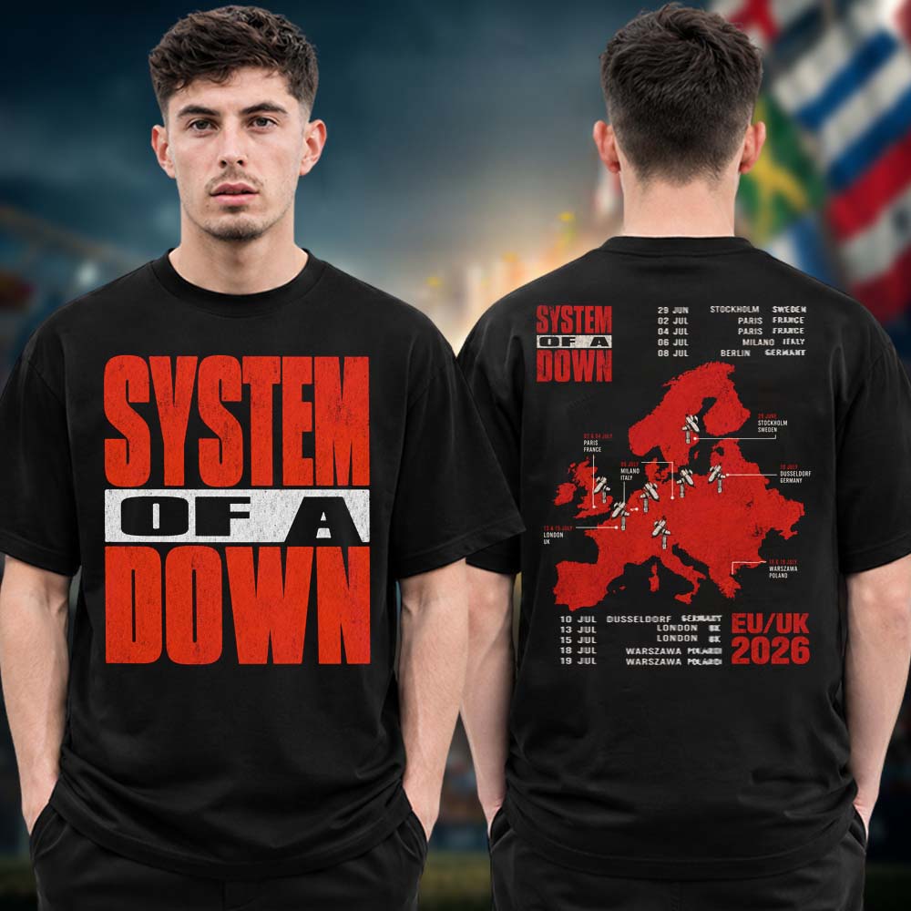 System Of A Down SOAD EU And UK Tour 2026 Road Map Two Sided Tour Dates Unisex T Shirt