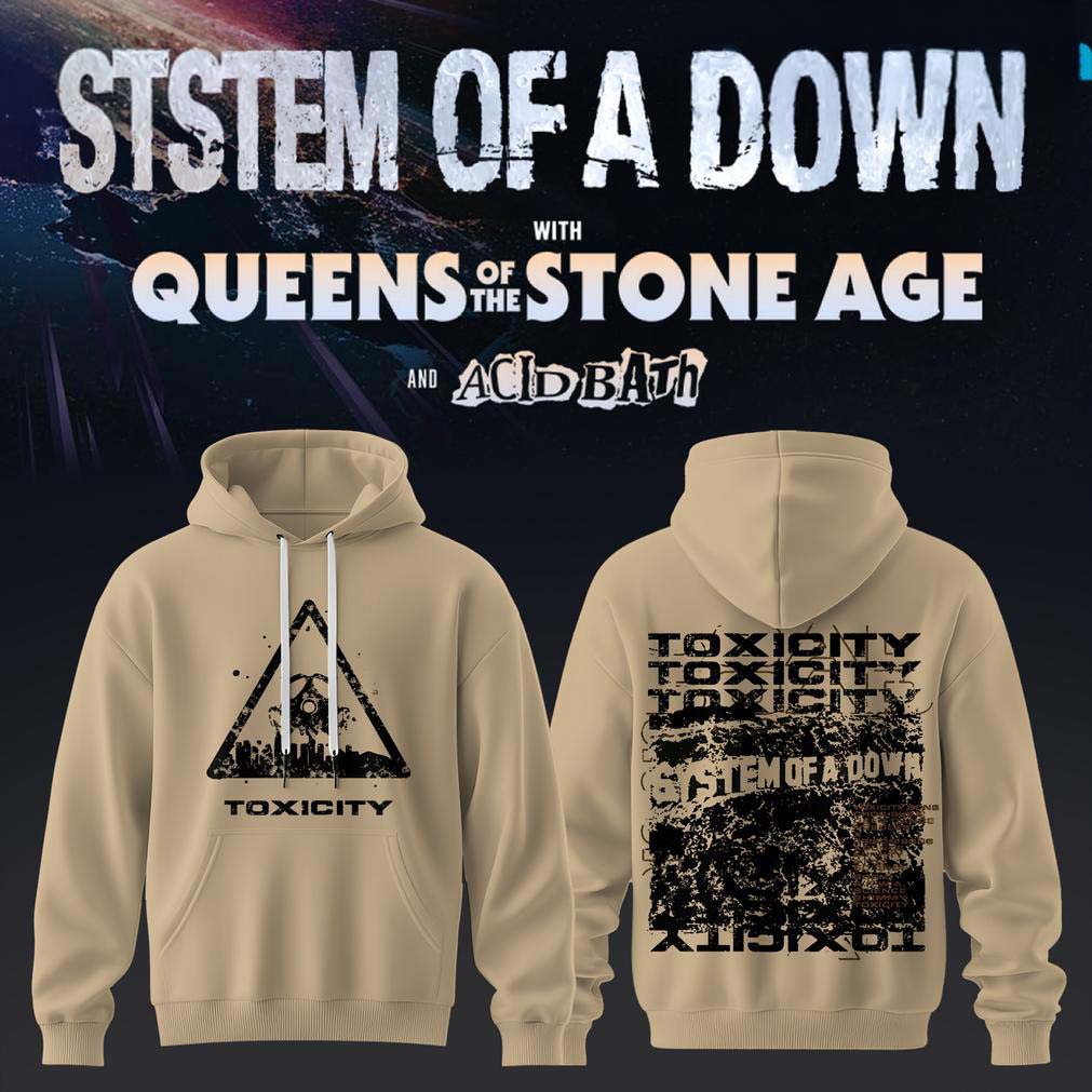 System of a Down Toxicity UK EU Tour 2026 Beige Hoodie - Unique Rock Band Gift Idea for Music Fans