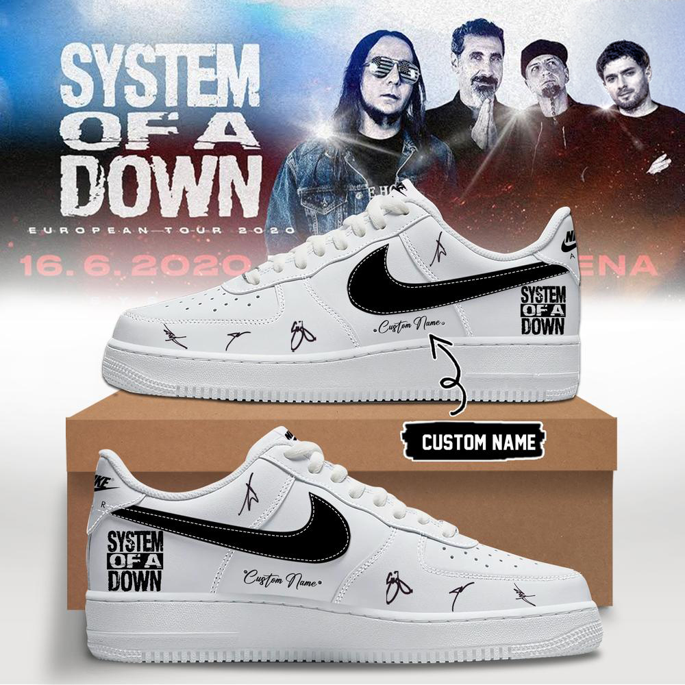 System Of A Down White and Black Concert Sneakers