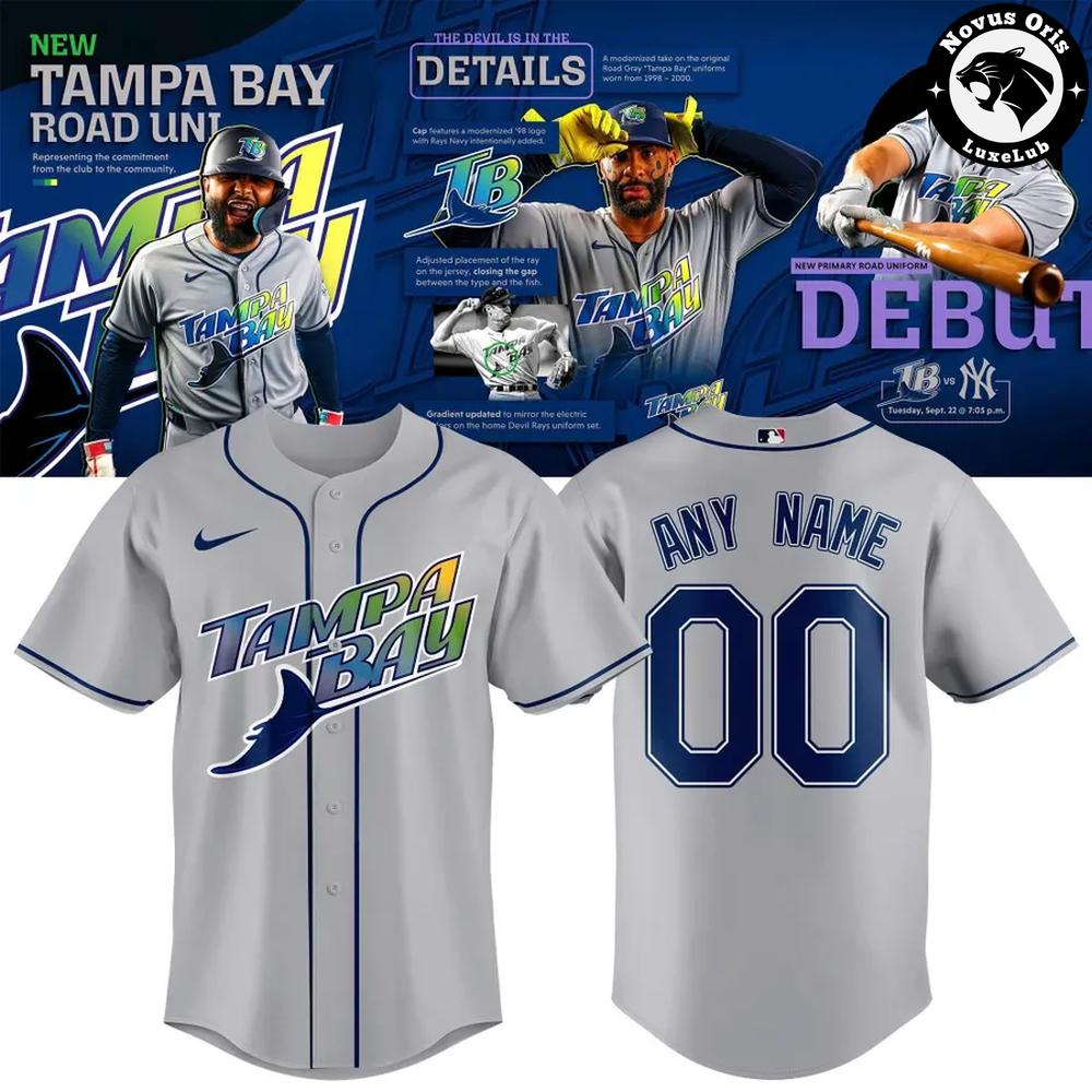 Tampa Bay Rays 2026 MLB Road Uniform Custom Gray Baseball Jersey 1 - Unicasport Tampa Bay Rays 2026 MLB Road Uniform Custom Gray Baseball Jersey