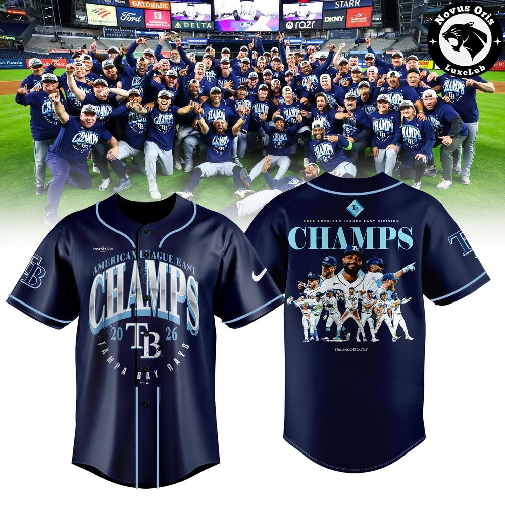 Tampa Bay Rays AL East Division Champions 2026 Navy Baseball Jersey 1 - Unicasport Tampa Bay Rays AL East Division Champions 2026 Navy Baseball Jersey
