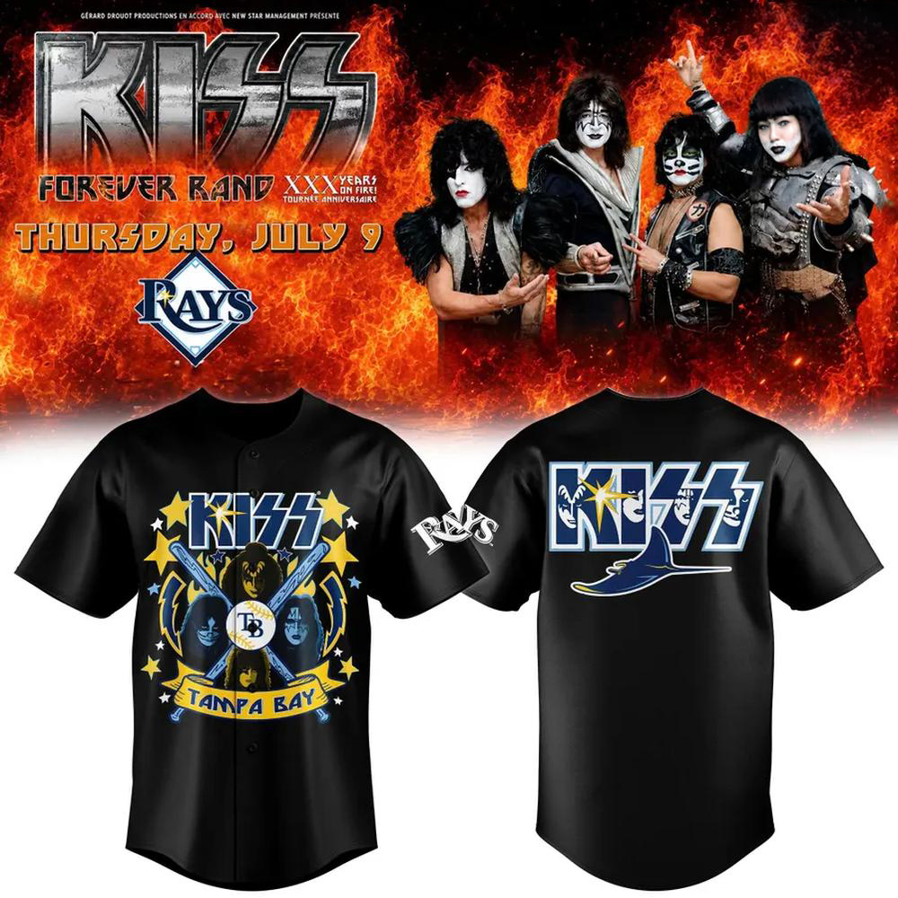 Tampa Bay Rays KISS Forever Black Rock Baseball Jersey