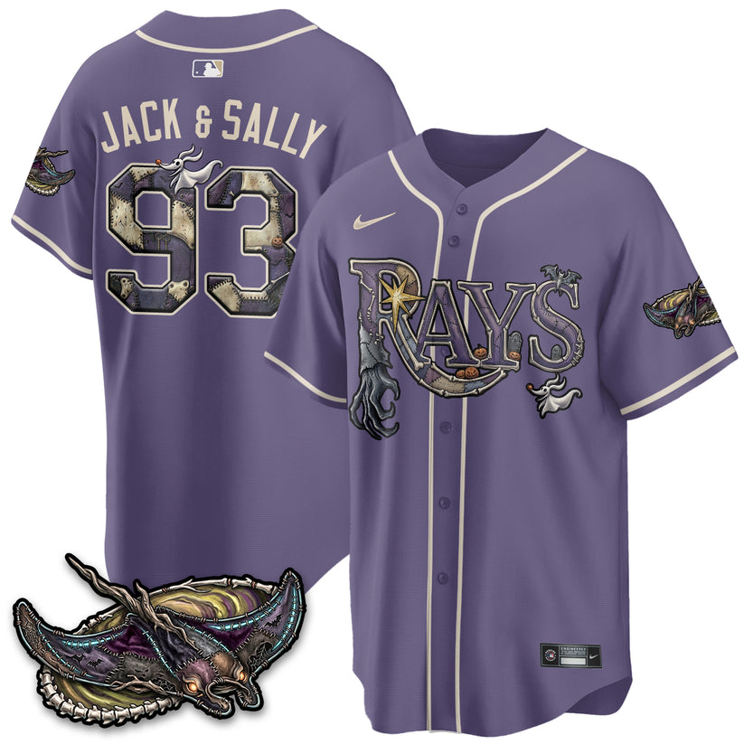 Tampa Bay Rays Jack and Sally 93 Halloween Purple Baseball Jersey Fan Jersey Collection 2 - Unicasport Tampa Bay Rays Jack and Sally 93 Halloween Purple Baseball Jersey Fan Jersey Collection