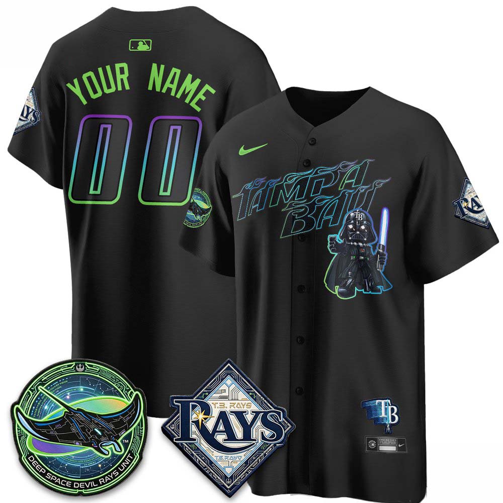 Tampa Bay Rays x Star Wars Black Neon Custom Baseball Jersey 1 - Unicasport Tampa Bay Rays x Star Wars Black Neon Custom Baseball Jersey