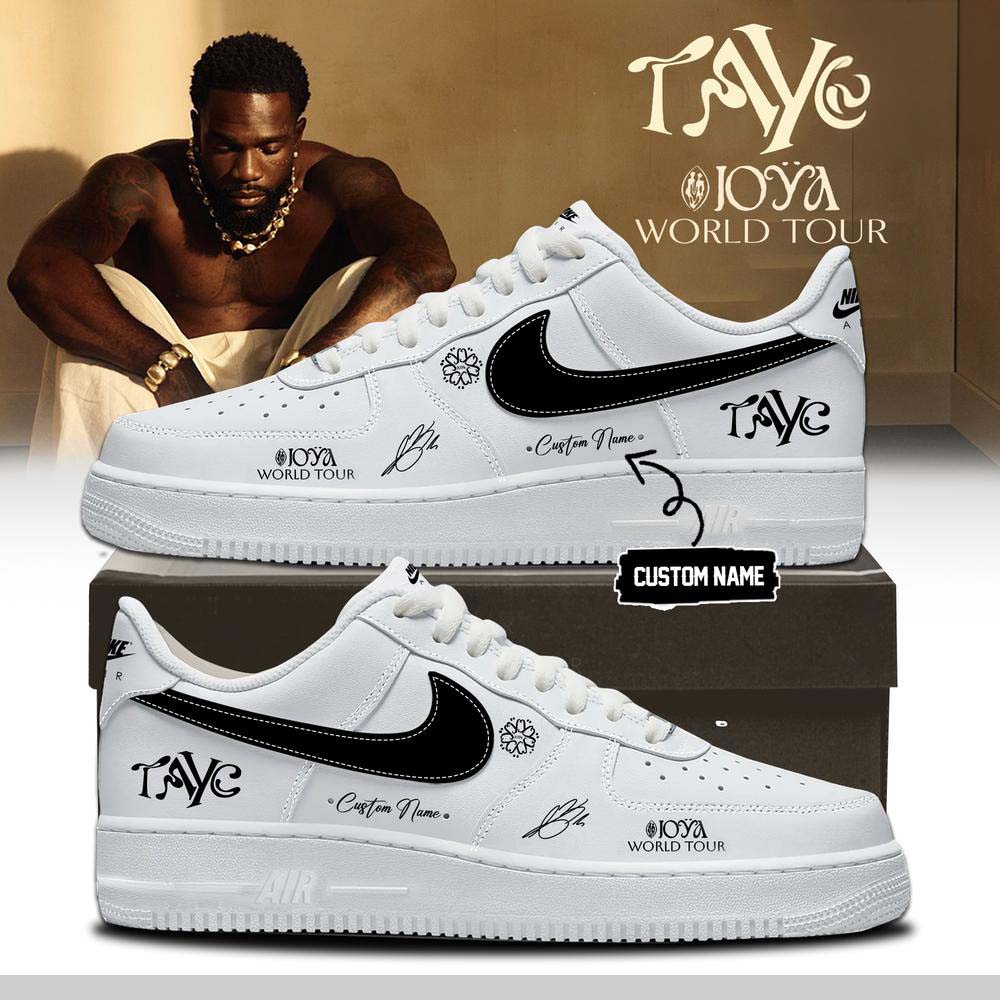 Tayc Joya White and Black Tour Air Force 1 Sneakers