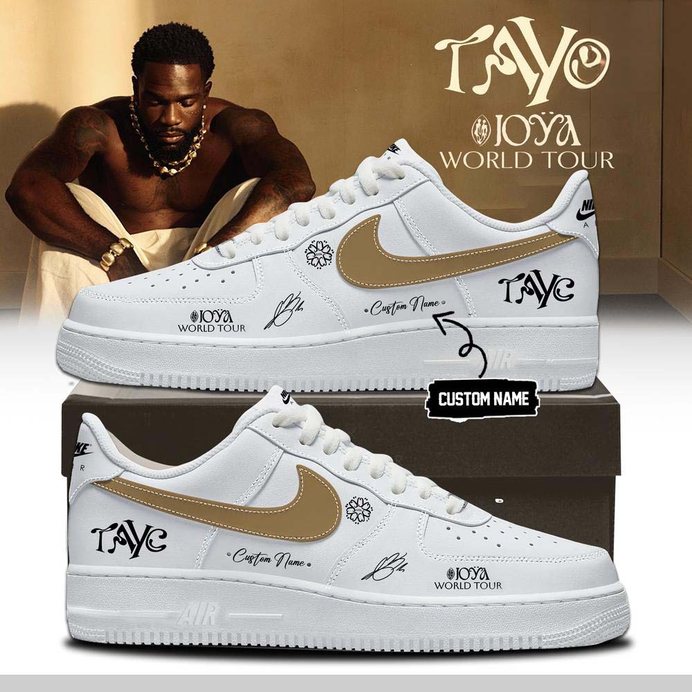 Tayc Joya White and Gold Limited Air Force 1 Sneakers
