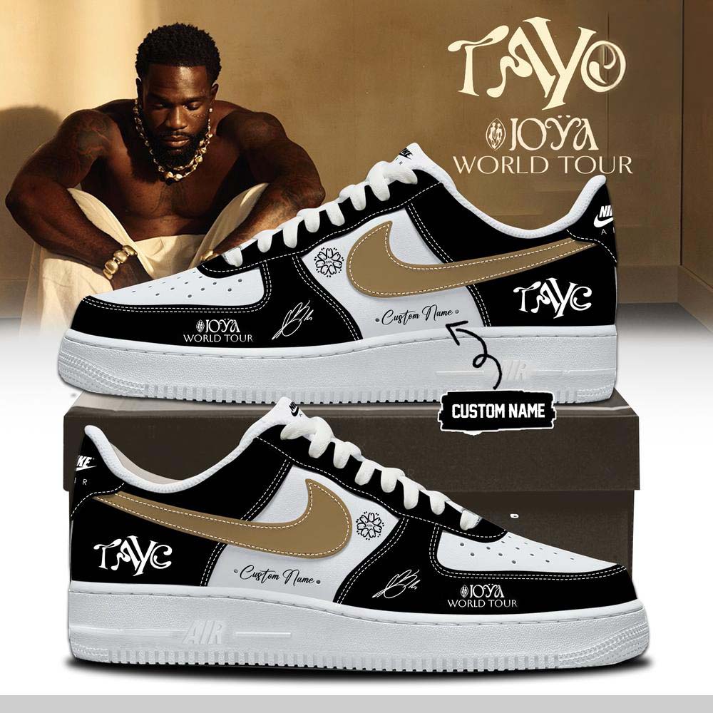 Tayc Joya World Tour 2026 Black Brown Custom Air Force 1 Sneakers - Best Gift for Fans