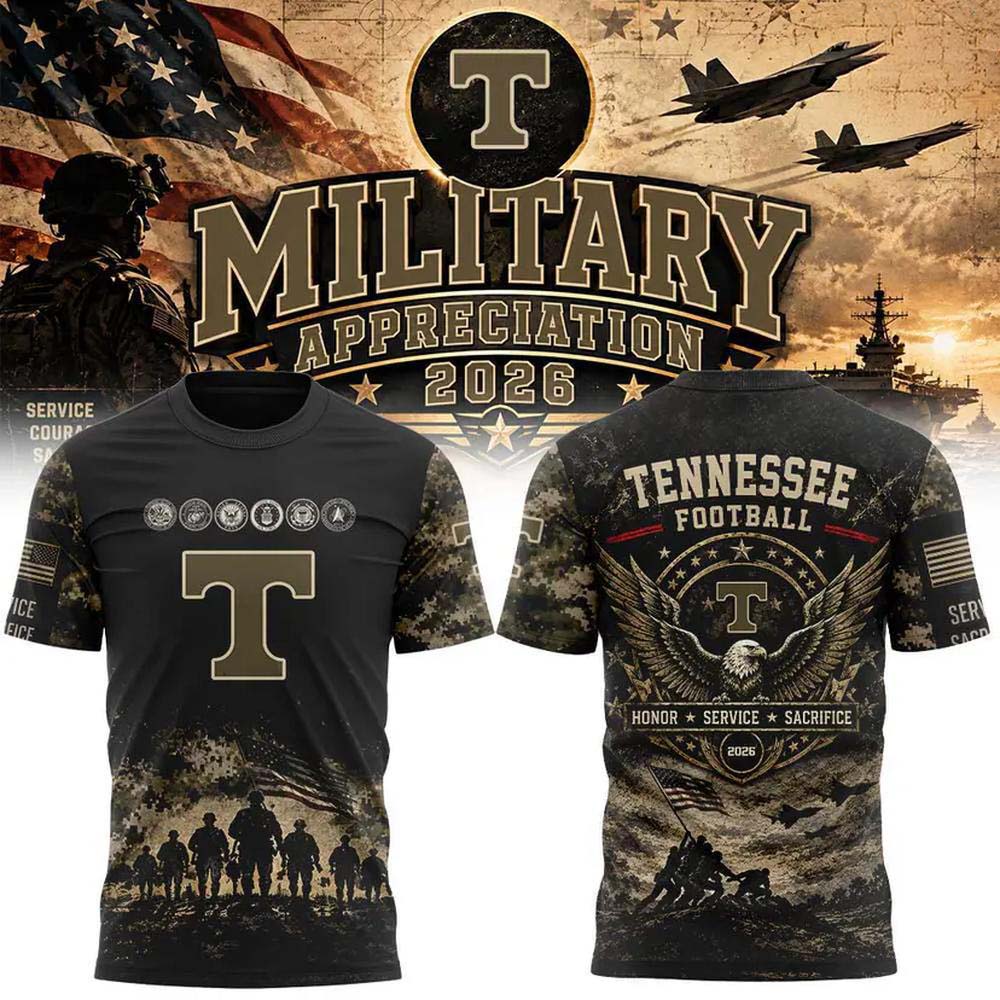 Tennessee Volunteers Military Appreciation 2026 Camo Armed Forces Graphic T Shirt