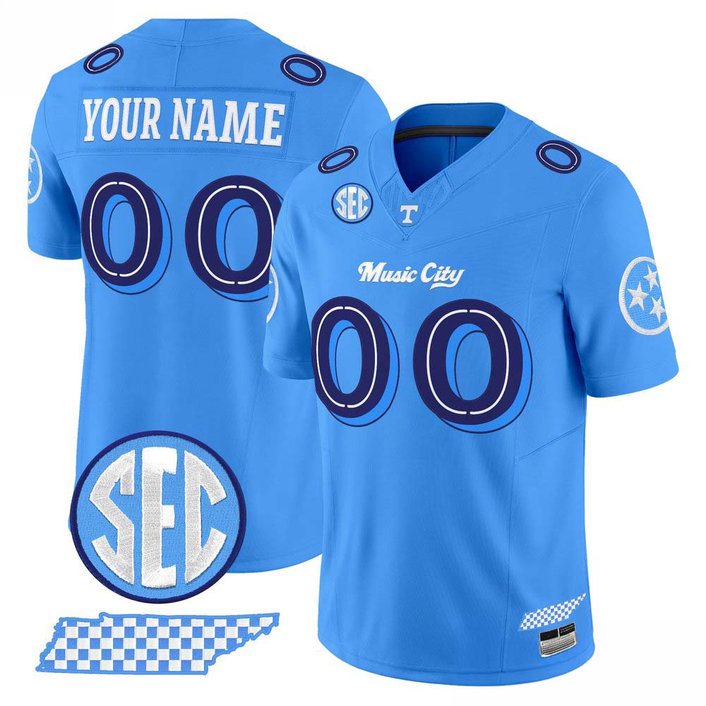 Tennessee Volunteers Music City Edition Light Blue Custom Football Jersey