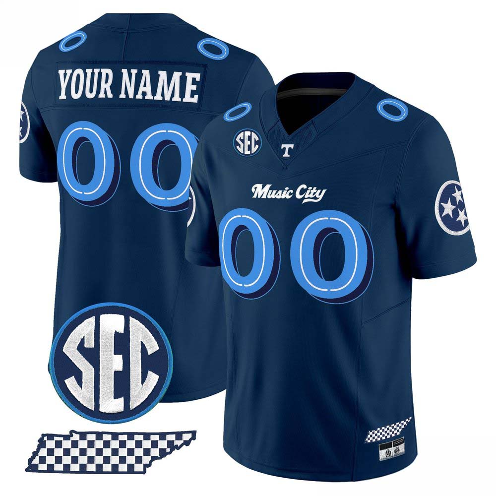 Tennessee Volunteers Music City Edition Navy Custom Football Jersey 1 - Unicasport Tennessee Volunteers Music City Edition Navy Custom Football Jersey