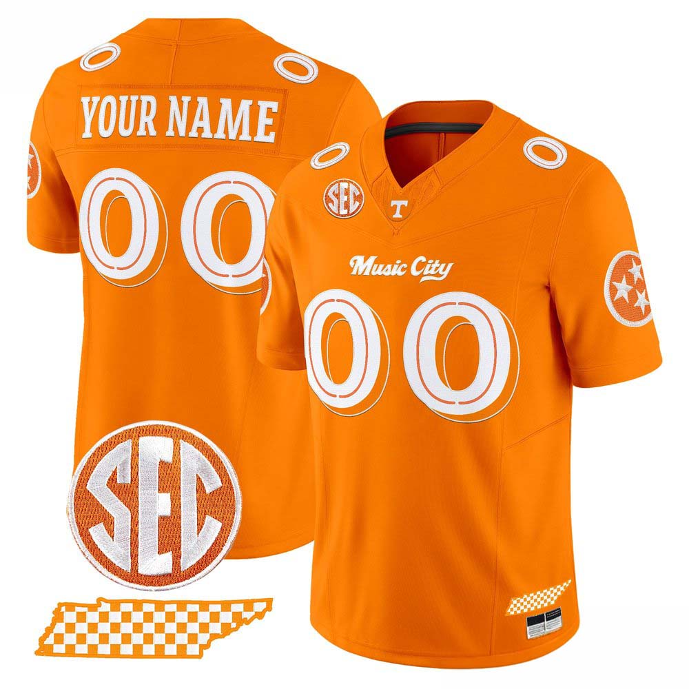 Tennessee Volunteers Music City Edition Orange Custom Football Jersey 1 - Unicasport Tennessee Volunteers Music City Edition Orange Custom Football Jersey