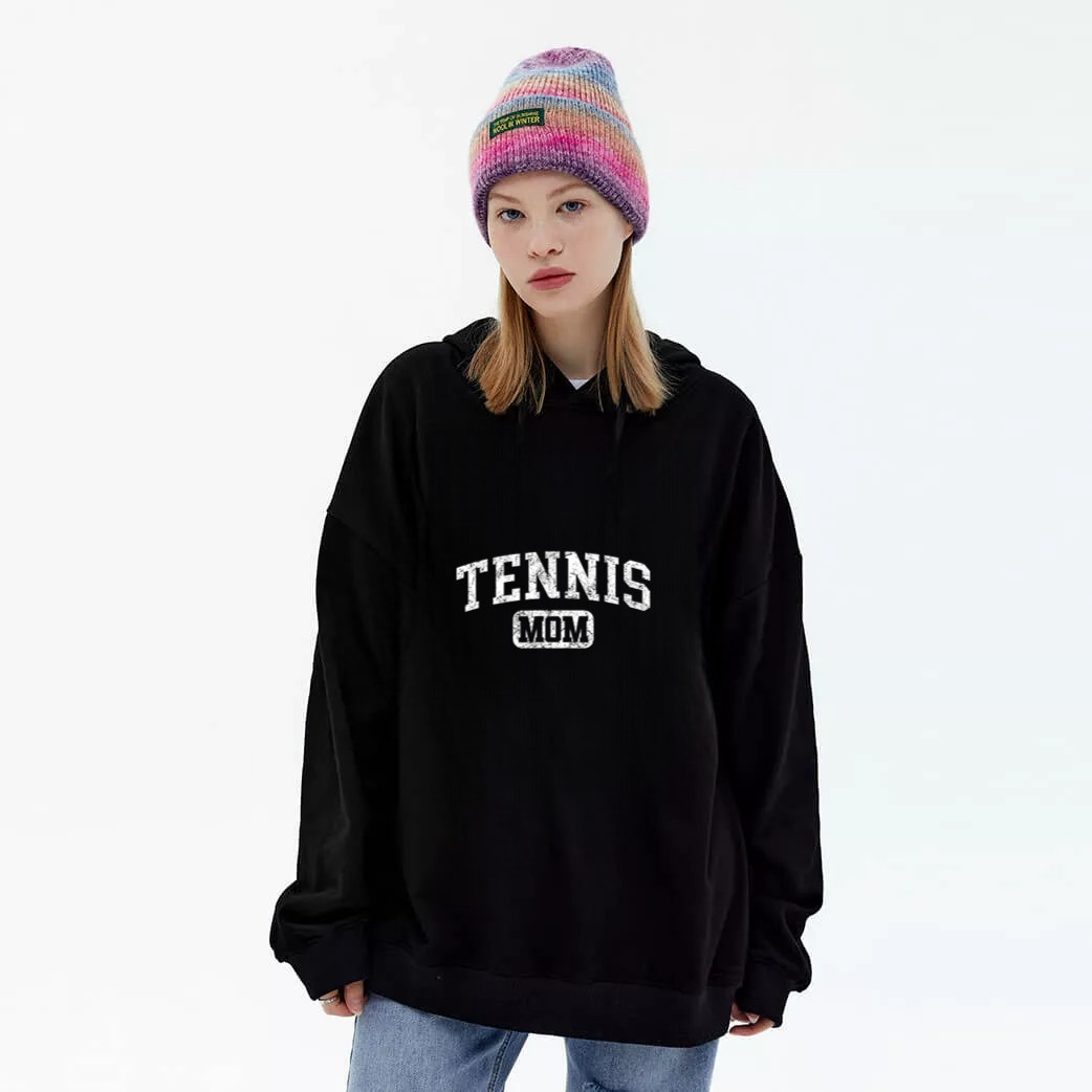 Tennis Mom Funny Lettering Style Mothers Day Mama Graphic Hoodie