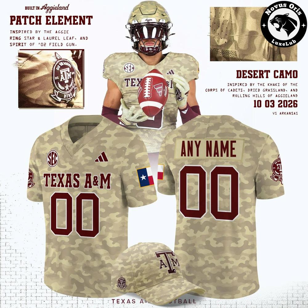 Texas A&M Aggies 2026 Desert Camo Honor and Support Football Jersey 1 - Unicasport Texas A&M Aggies 2026 Desert Camo Honor and Support Football Jersey