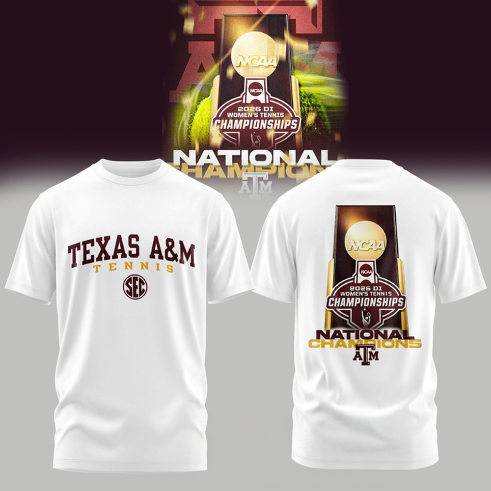Texas AM Womens Tennis National Champions 2026 White Shirt