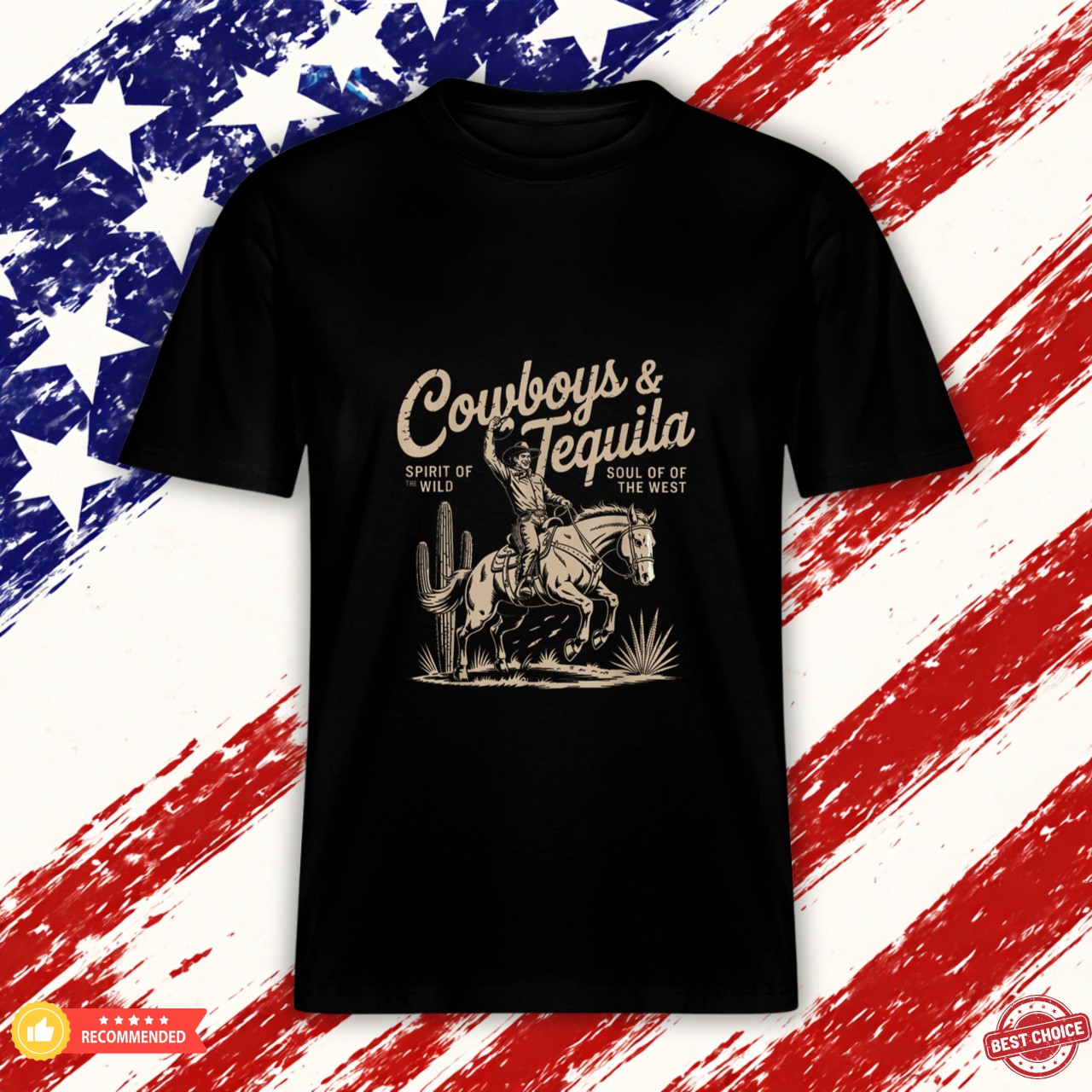 Texas Cowboys and Tequila Country Rodeo Graphic Shirt
