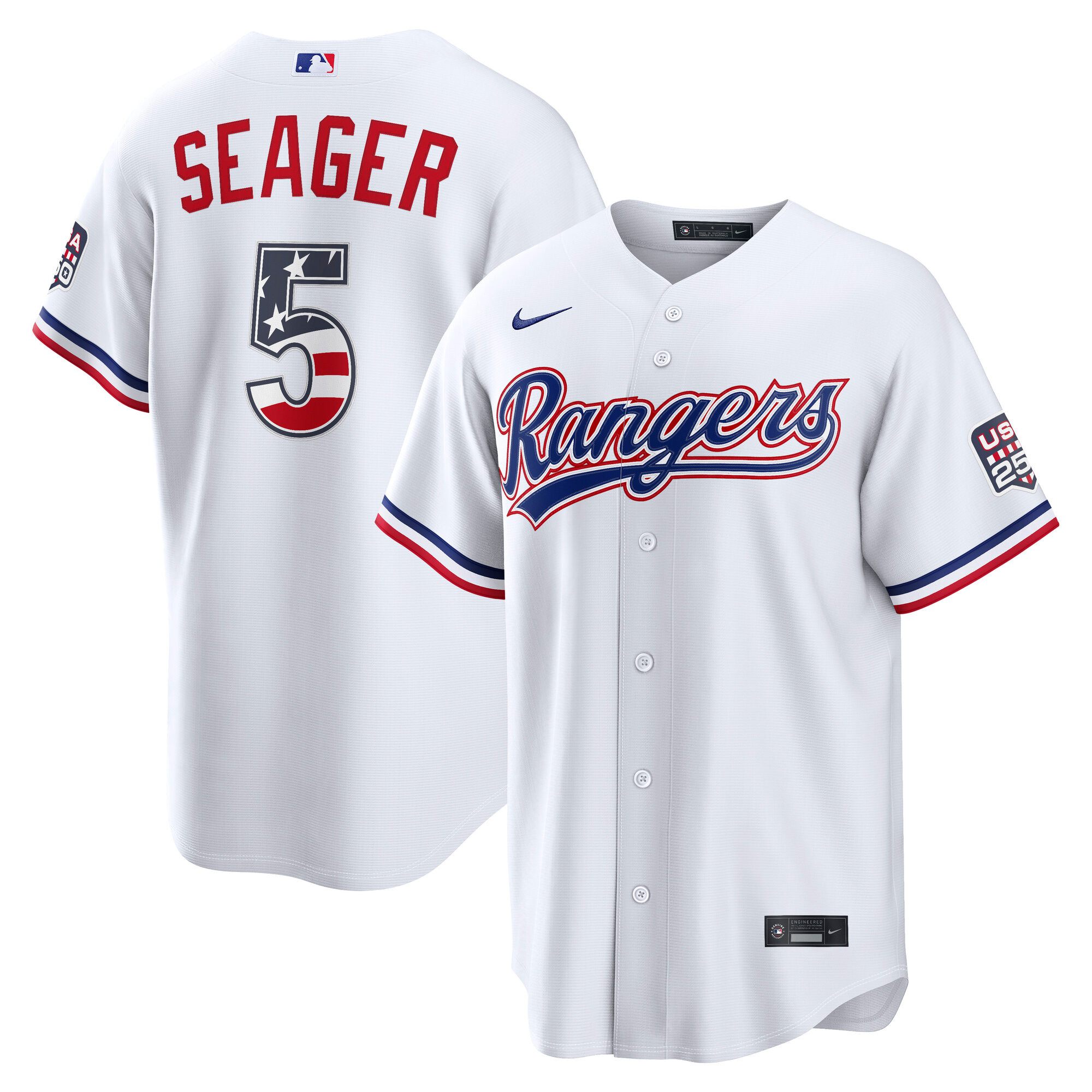 Texas Rangers Corey Seager White USA 250 Fourth of July Home Baseball Jersey