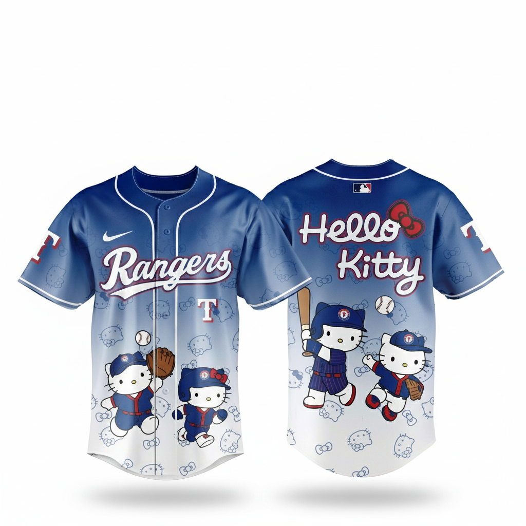 Texas Rangers Hello Kitty Night 2026 Blue White Baseball Jersey_1