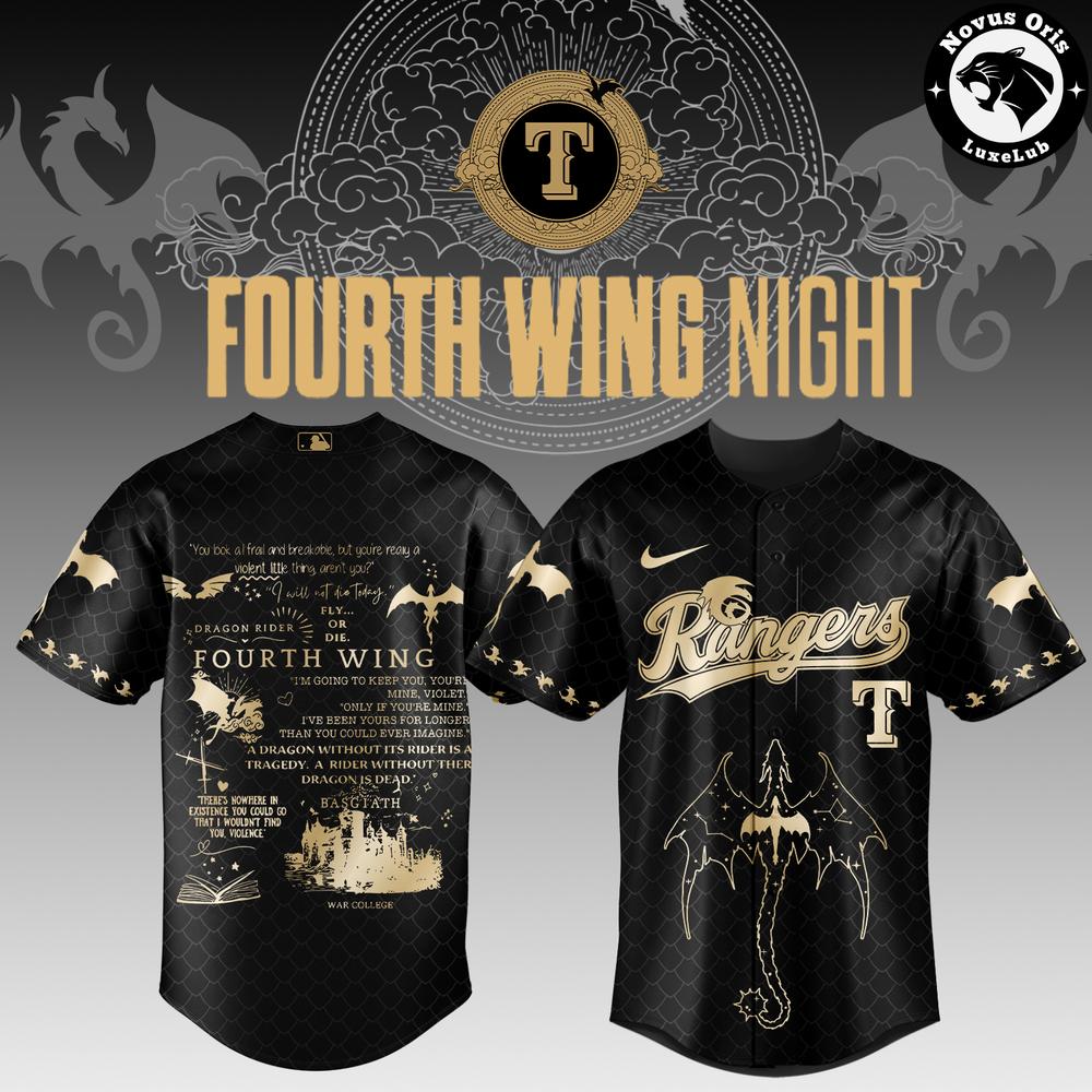 Texas Rangers x Fourth Wing Night Baseball Jersey – Dragon Graphics & Quotes Edition