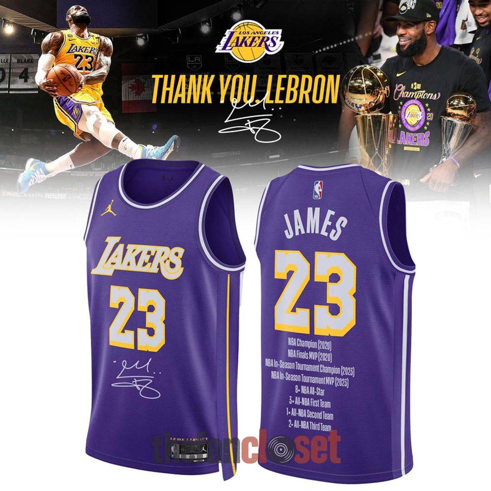Los Angeles Lakers Purple Limited Edition Basketball Jersey - Thank You LeBron