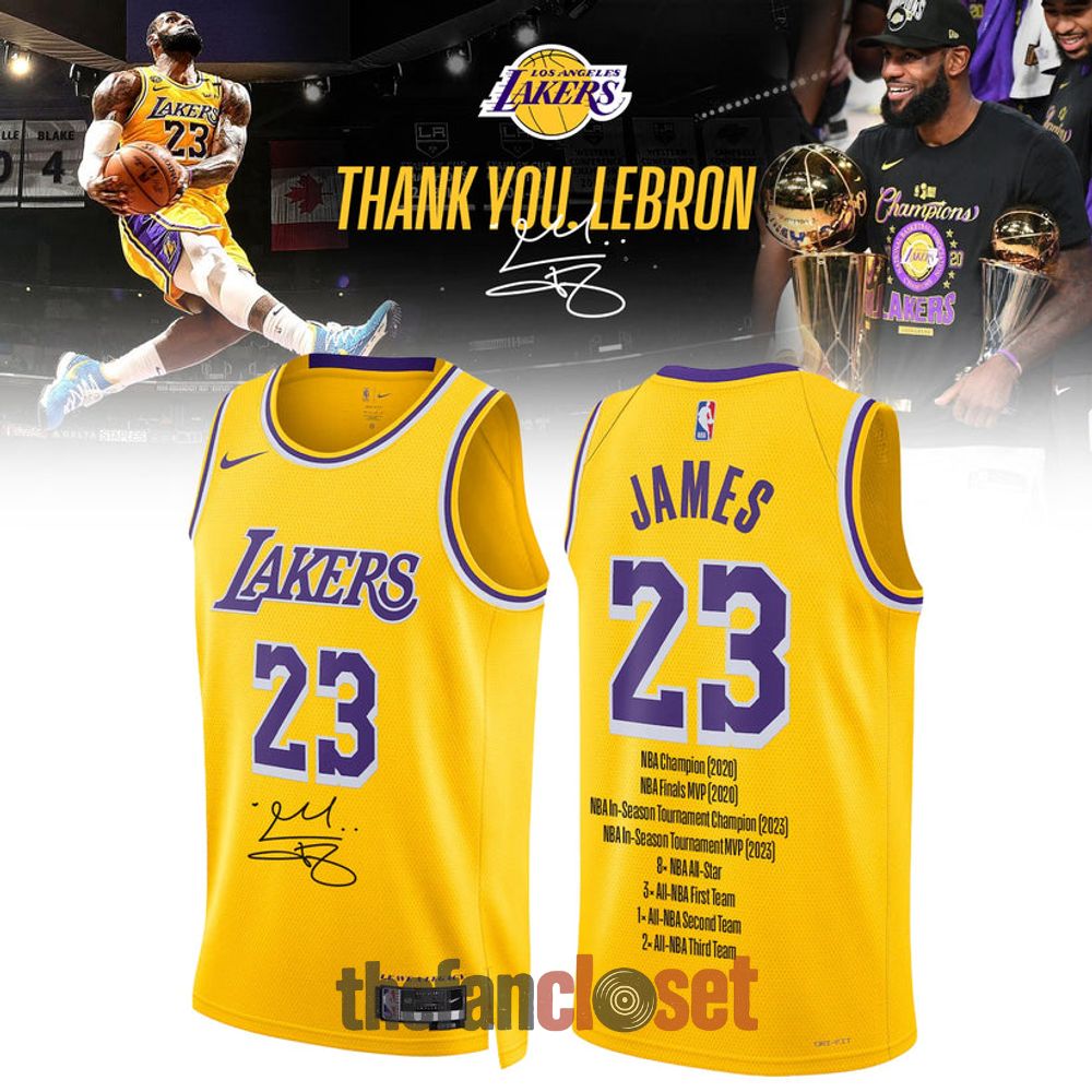 Thank You LeBron Los Angeles Lakers Yellow Limited Edition Basketball Jersey