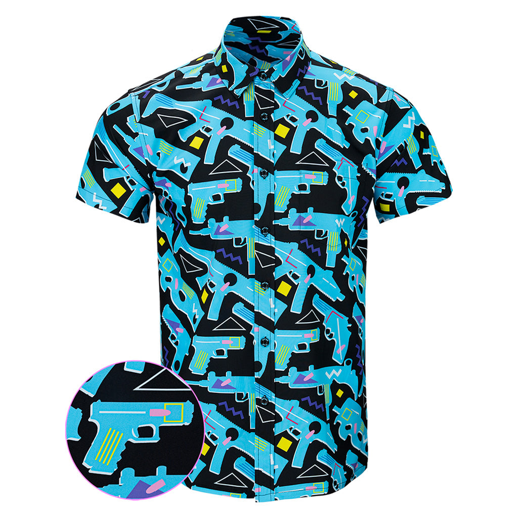 The 80 Black Button Down Shirt Gun Print Hawaiian Shirt Best Gifts For Gun Lovers