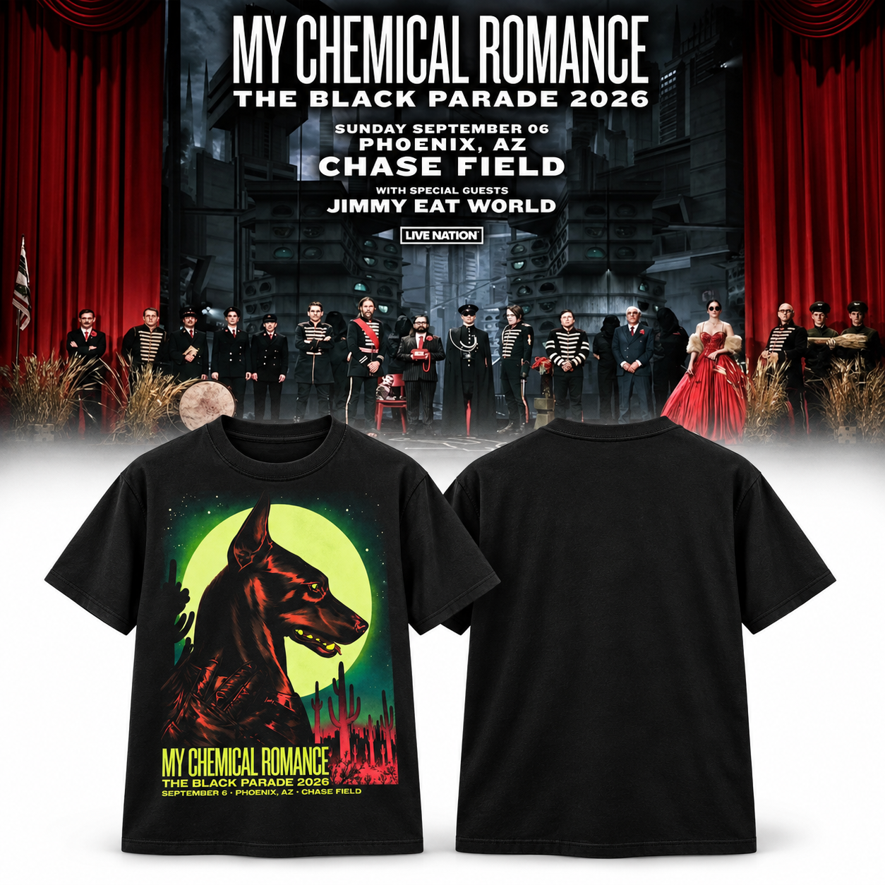 The Black Parade 2026 My Chemical Romance Phoenix AZ Concert T-Shirt Merch