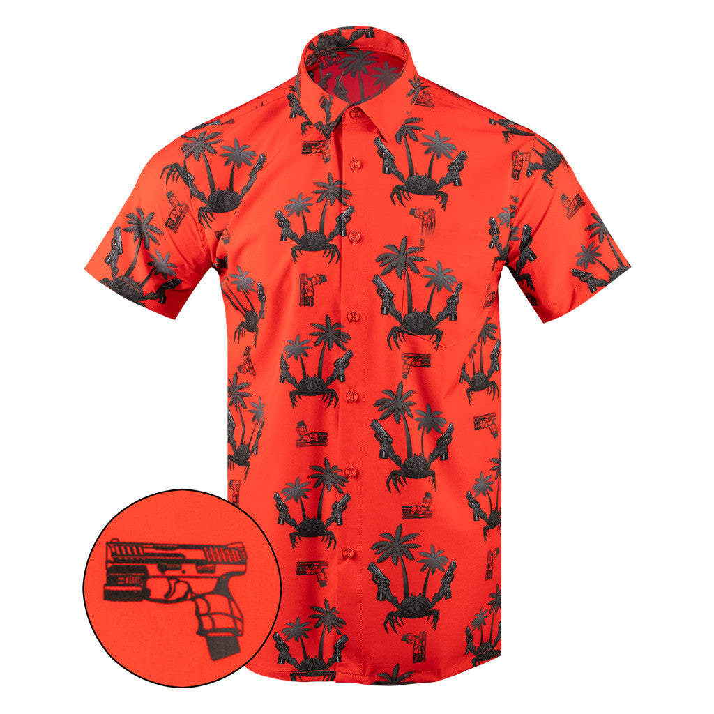 The Crab Red Button Down Shirt Outdoor Hawaiian Tactical Shirt Gifts For Dudes