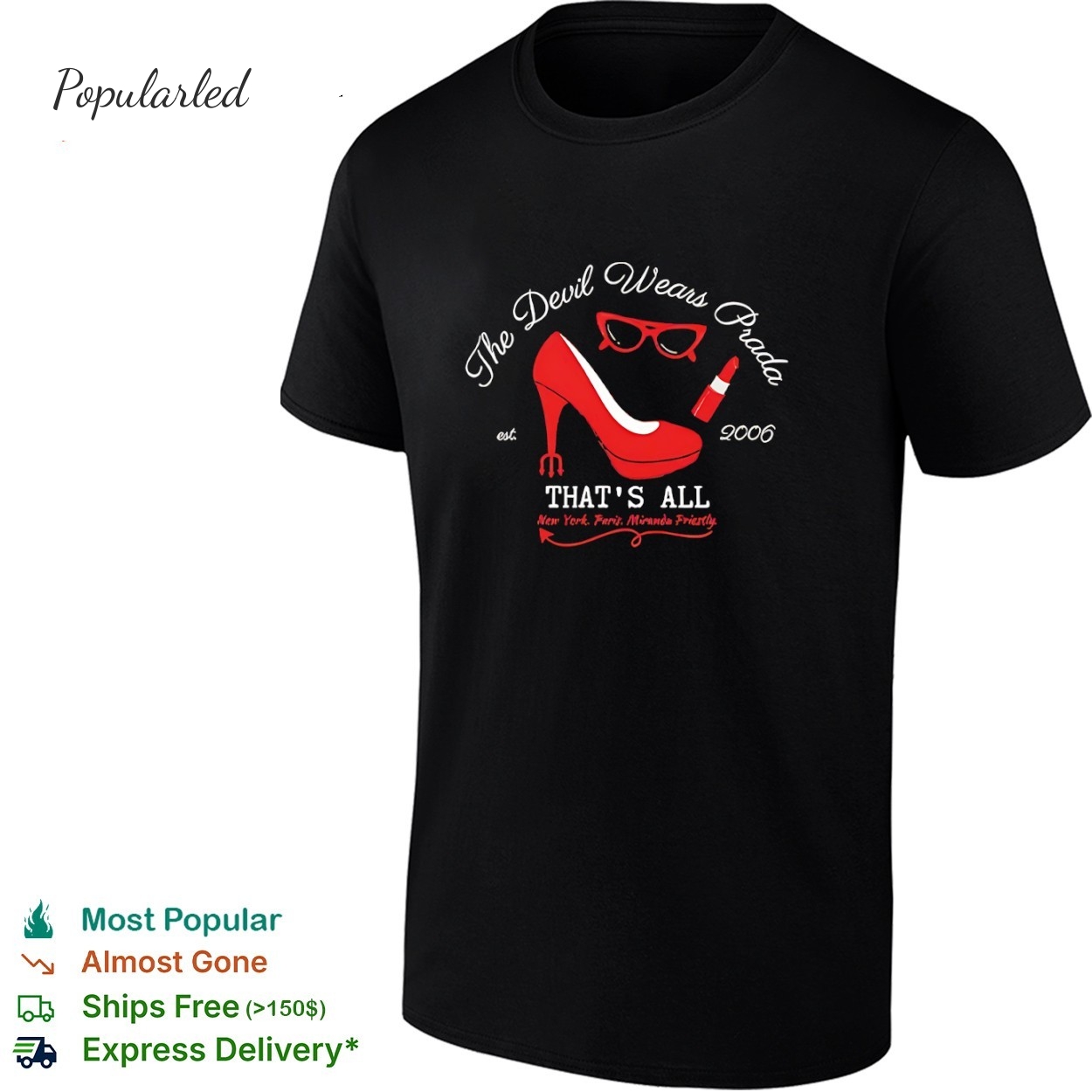 The Devil Wears Prada est 2006 thats all glasses lipstick and red high heels shirt