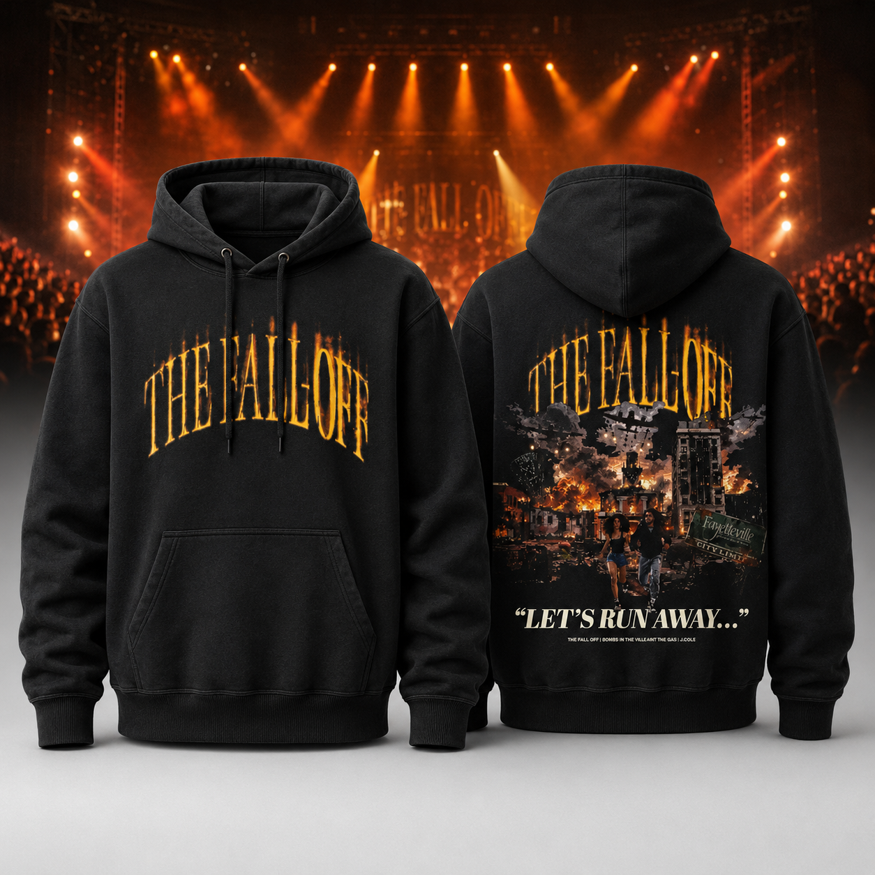 The Fall Off Lets Run Away Black Graphic Hoodie