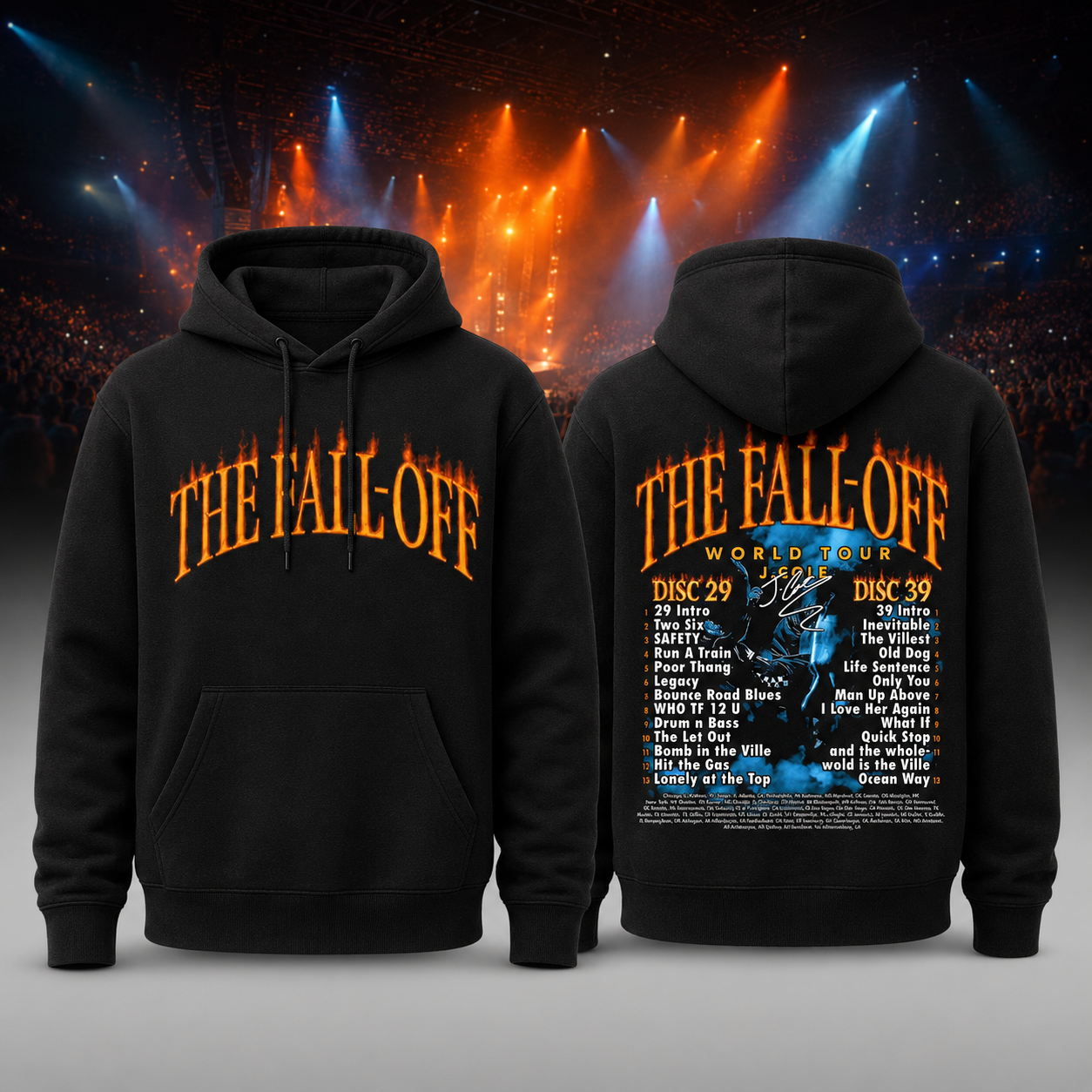The Fall Off World Tour Black and Blue Concert Hoodie