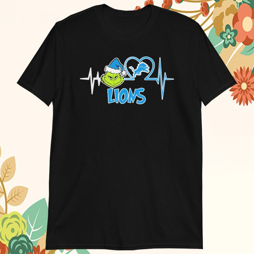 The Grinch X Detroit Lions Heartbeat Christmas Tshirts