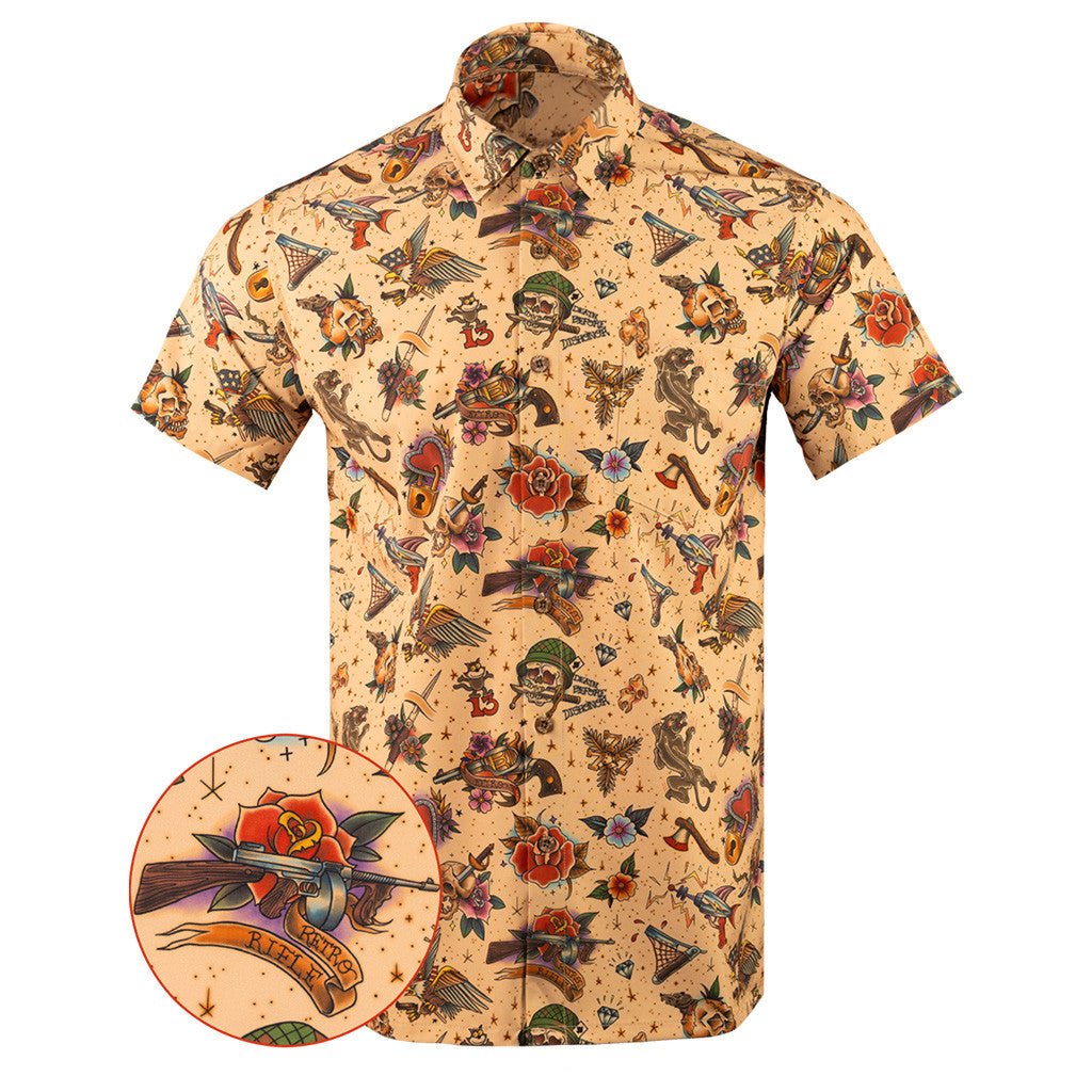 The Jerry Button Down Shirt Gun Print Hawaiian Shirt Present For Husband