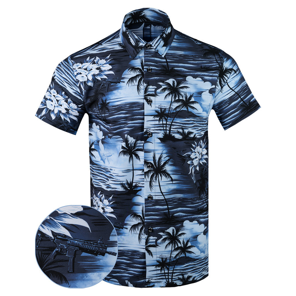 The Lethal Protector Button Down Shirt Tactical Tropical Print Shirt Gift Ideas For Dad
