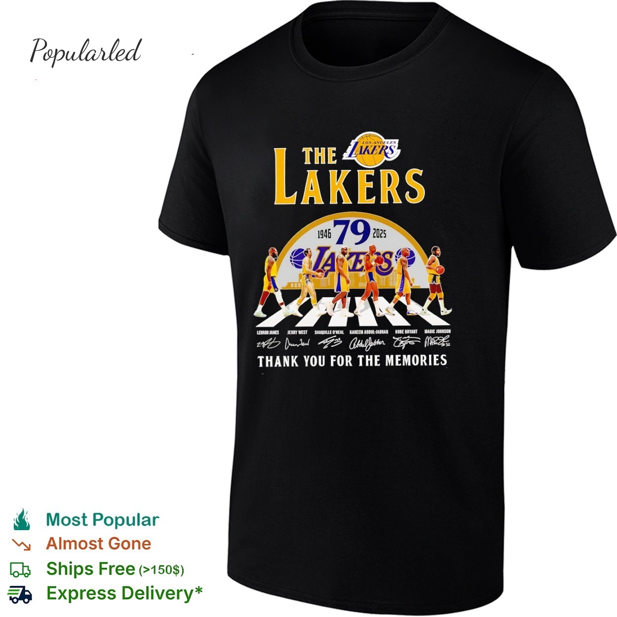 The Los Angeles Lakers 79 years anniversary walking across thank you for the memories shirt