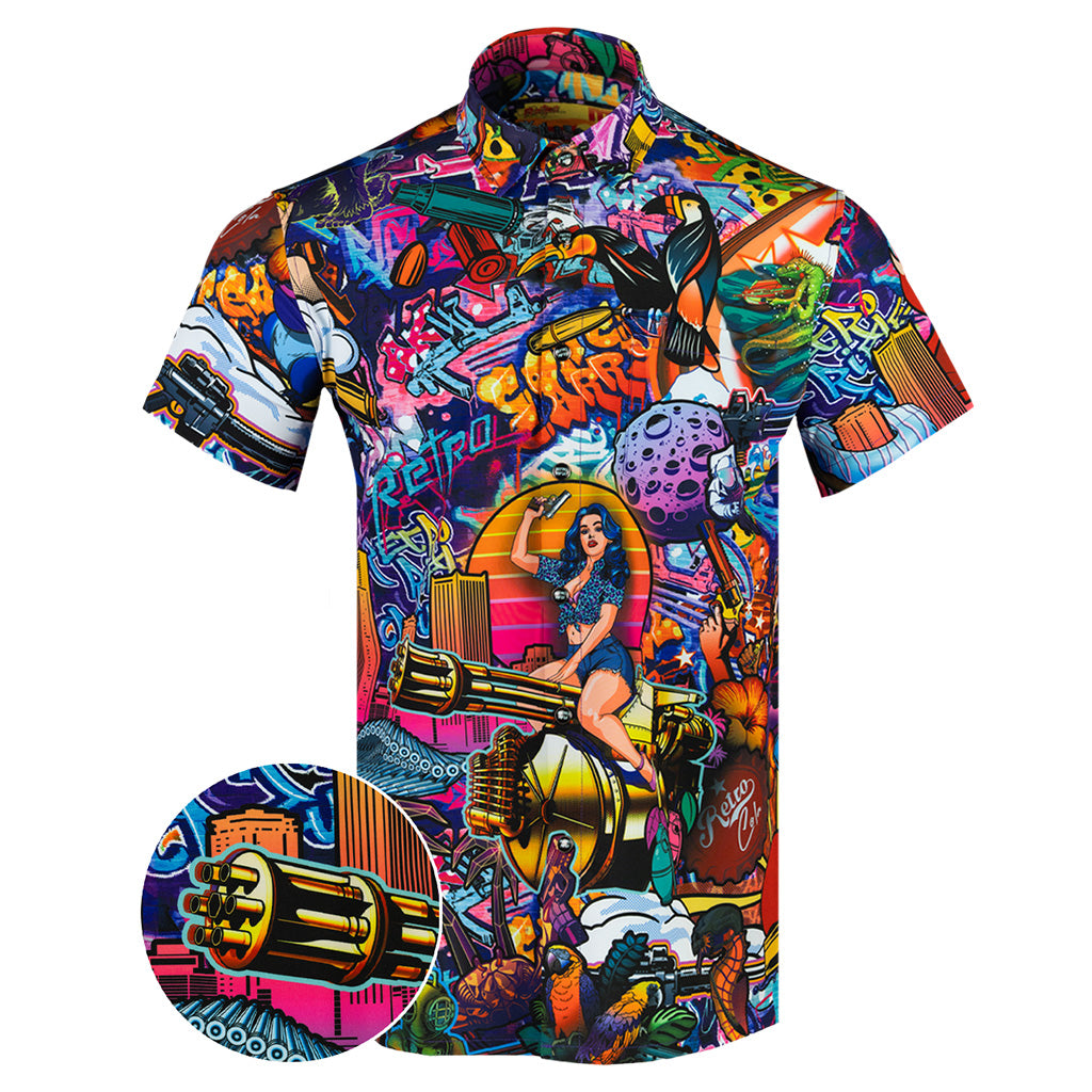 The Mural Button Down Shirt Tactical Hawaiian Shirt Christmas Gifts For Dudes