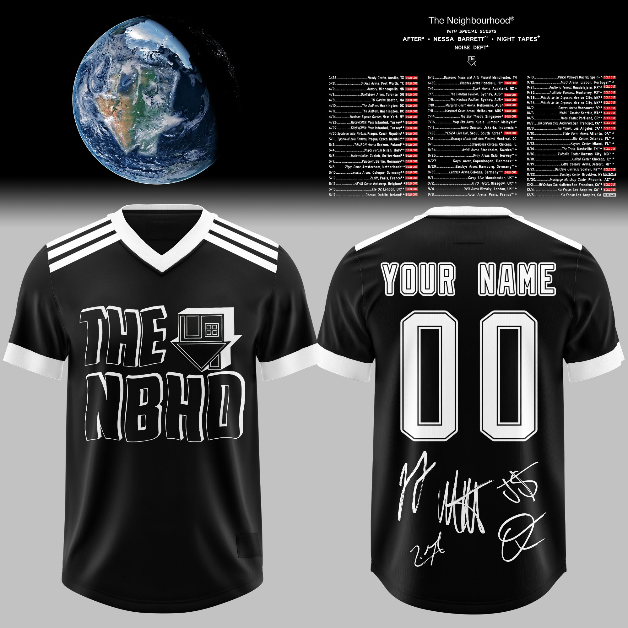 The Neighbourhood ultraSOUND Tour Custom Name Black Football Jersey 1 - Unicasport The Neighbourhood ultraSOUND Tour Custom Name Black Football Jersey