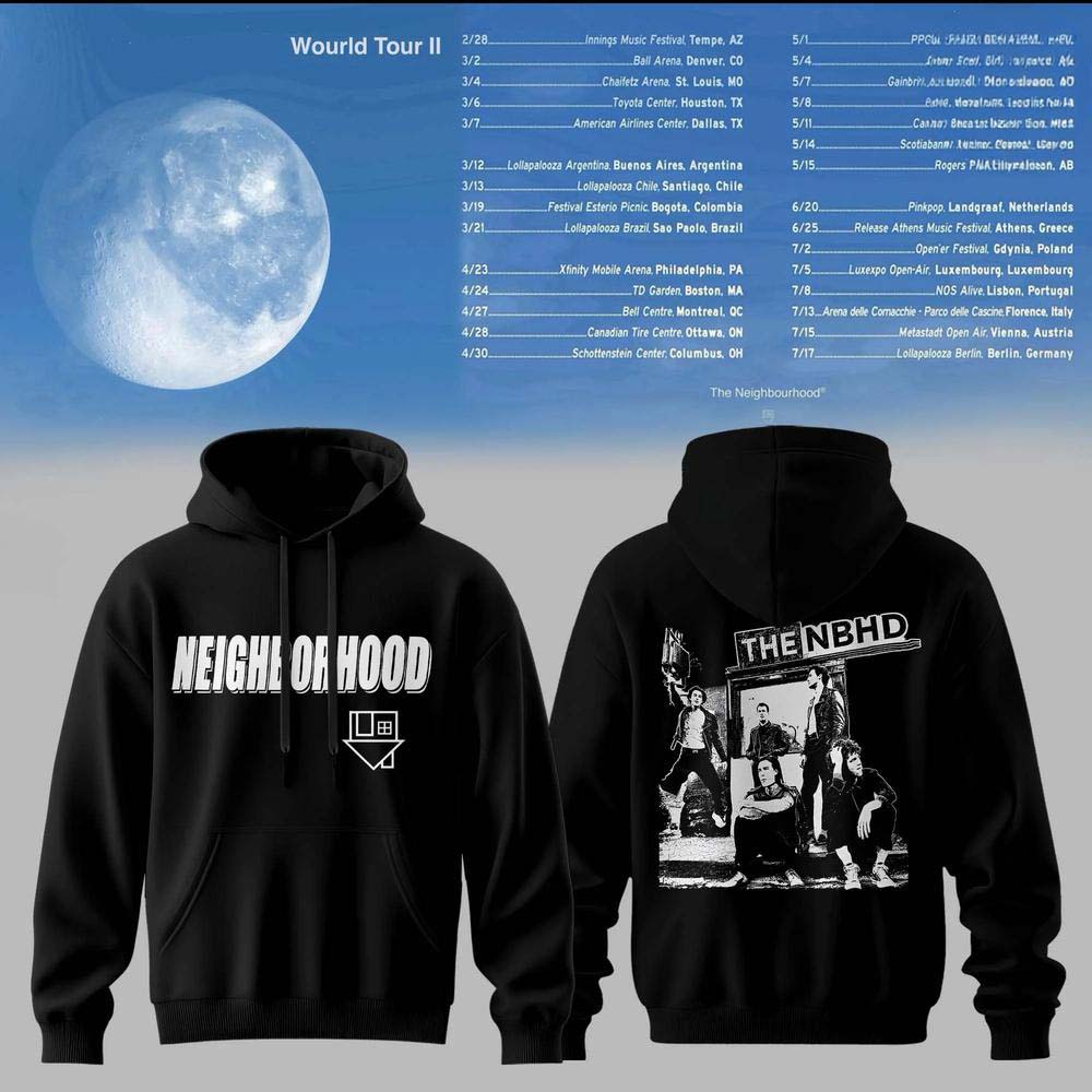 The Neighbourhood The World Tour II 2027 Black Band Photo Graphic Hoodie Merch