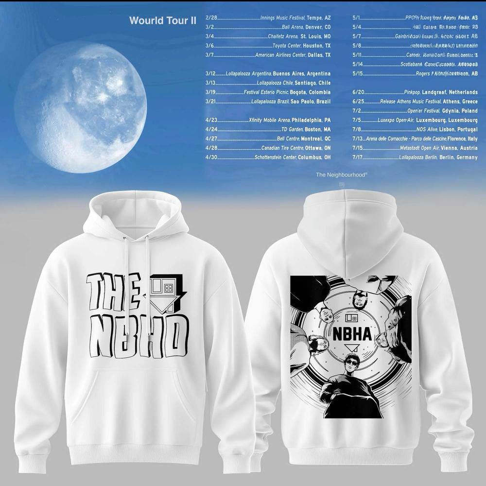 The Neighbourhood The World Tour II 2027 White NBHD Graphic Hoodie Band Merch
