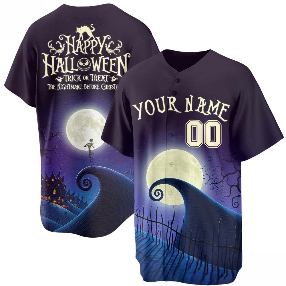 The Nightmare Before Christmas Halloween 2026 Custom Name Baseball Jersey
